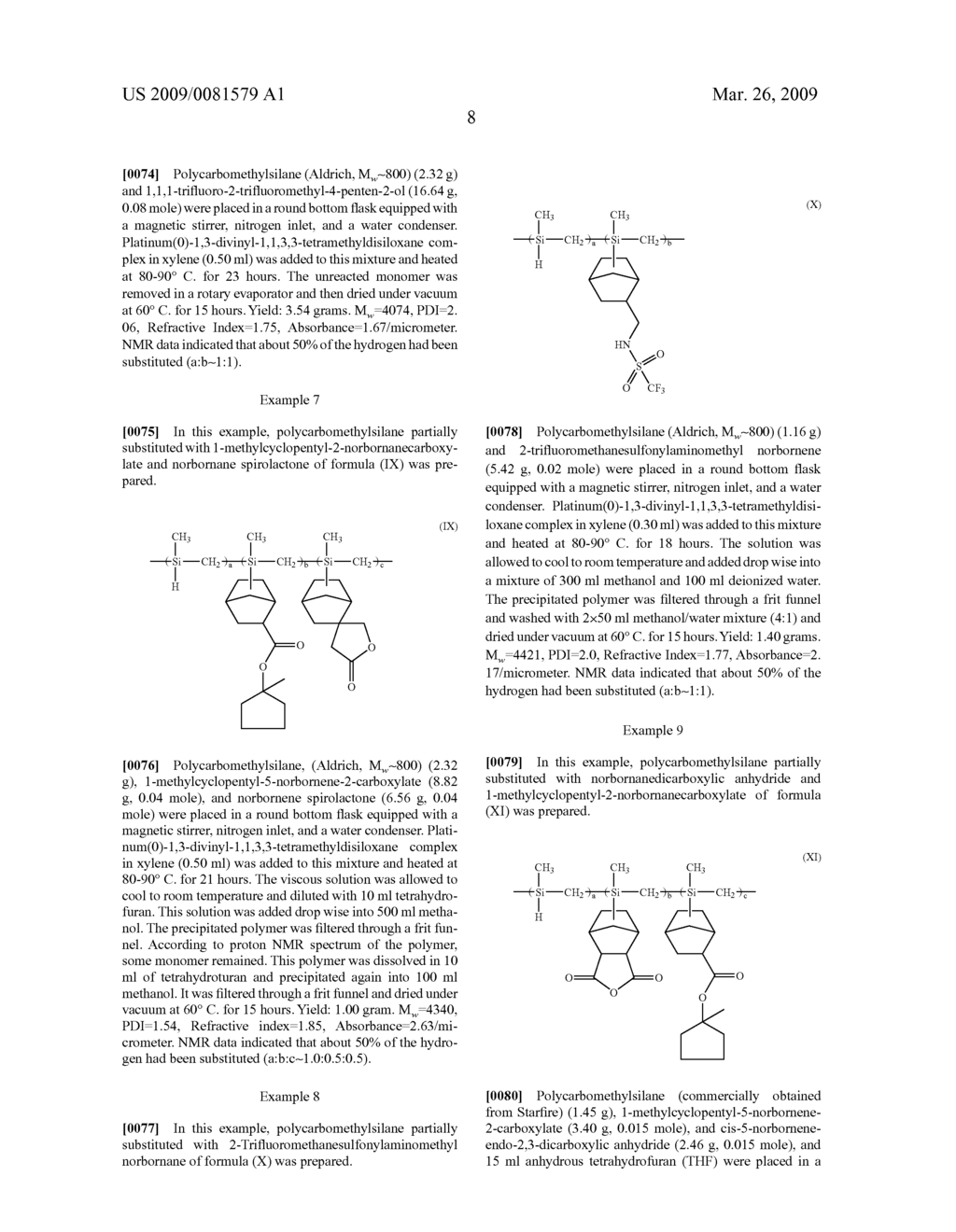 FUNCTIONALIZED CARBOSILANE POLYMERS AND PHOTORESIST COMPOSITIONS CONTAINING THE SAME - diagram, schematic, and image 11