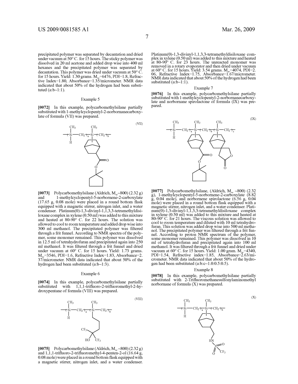 FUNCTIONALIZED CARBOSILANE POLYMERS AND PHOTORESIST COMPOSITIONS CONTAINING THE SAME - diagram, schematic, and image 10