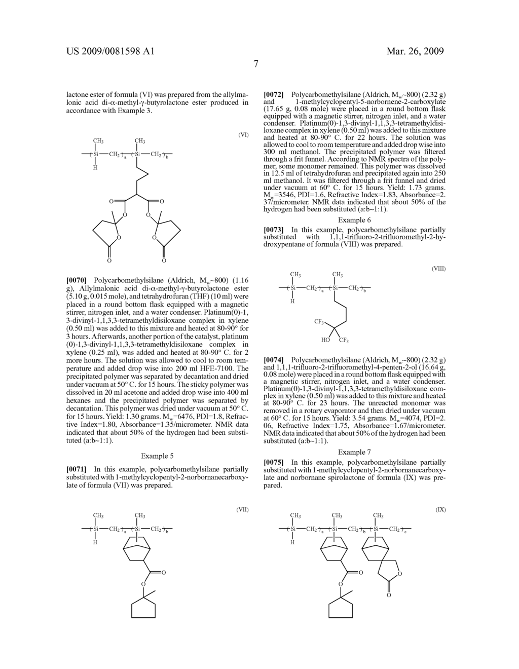 FUNCTIONALIZED CARBOSILANE POLYMERS AND PHOTORESIST COMPOSITIONS CONTAINING THE SAME - diagram, schematic, and image 10