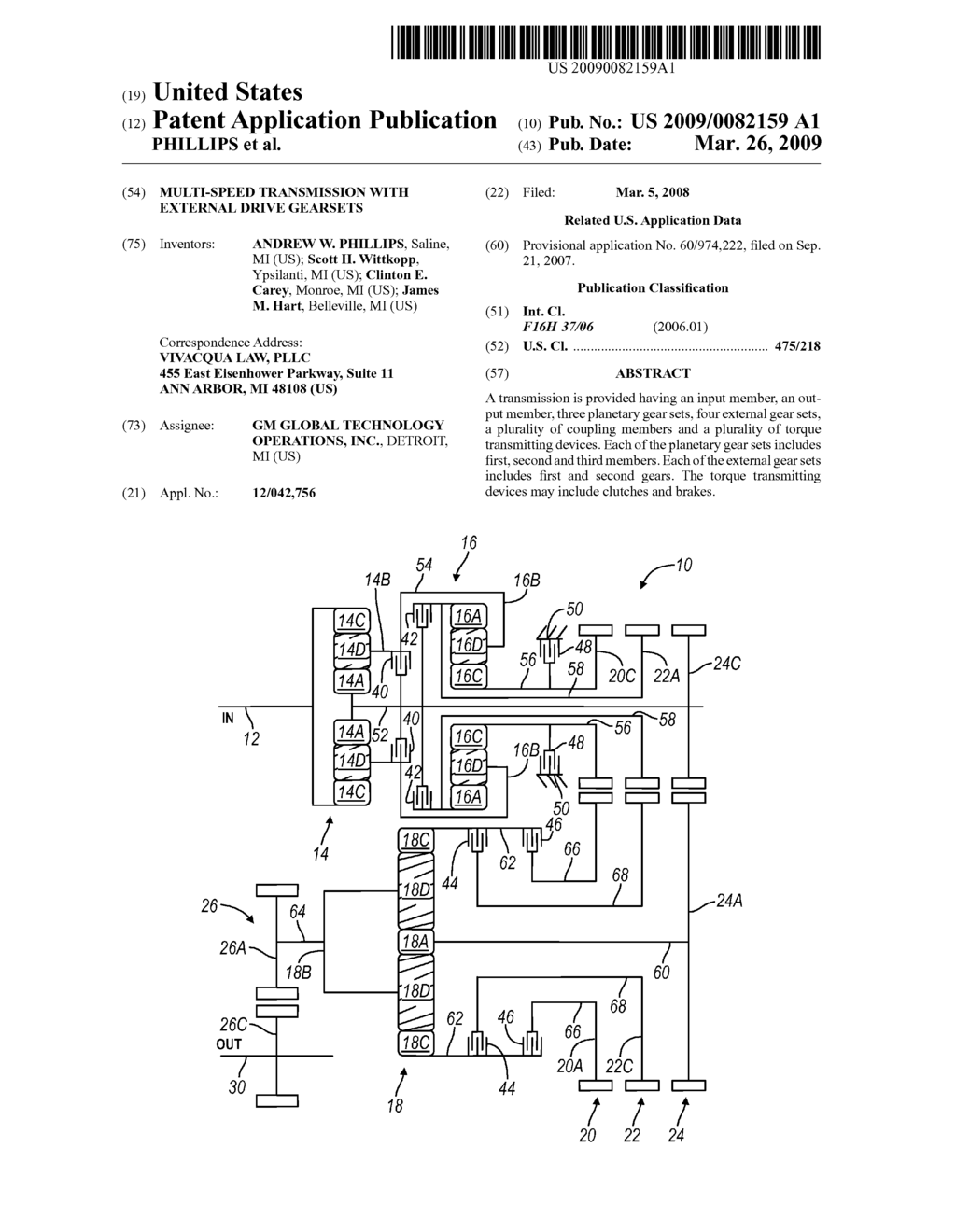 MULTI-SPEED TRANSMISSION WITH EXTERNAL DRIVE GEARSETS - diagram, schematic, and image 01