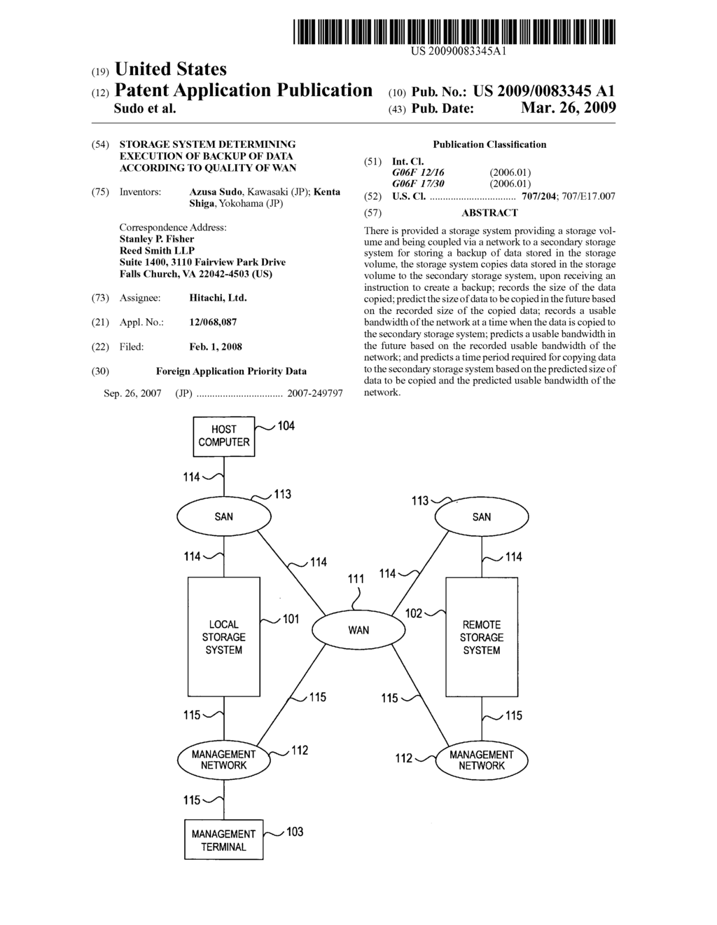 Storage system determining execution of backup of data according to quality of WAN - diagram, schematic, and image 01