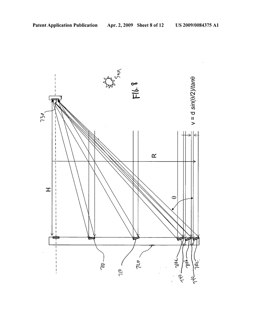 Aligned multiple flat mirror reflector array for concentrating sunlight onto a solar cell - diagram, schematic, and image 09