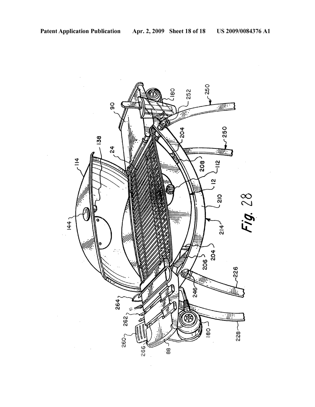 Barbecue cooking apparatus with base having folding shelves - diagram, schematic, and image 19