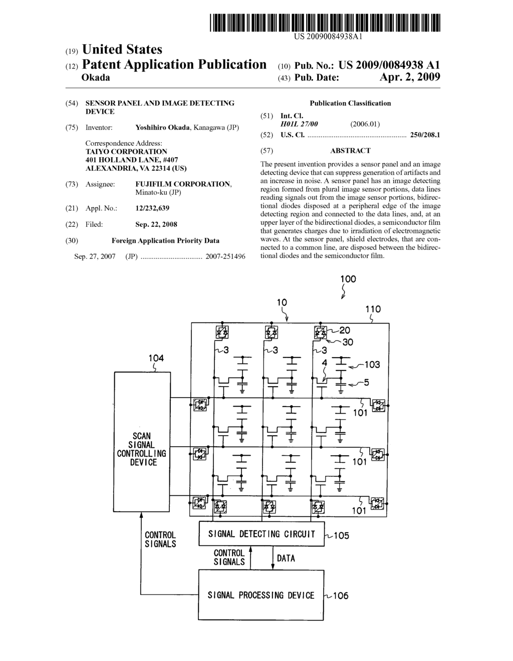 Sensor panel and image detecting device - diagram, schematic, and image 01