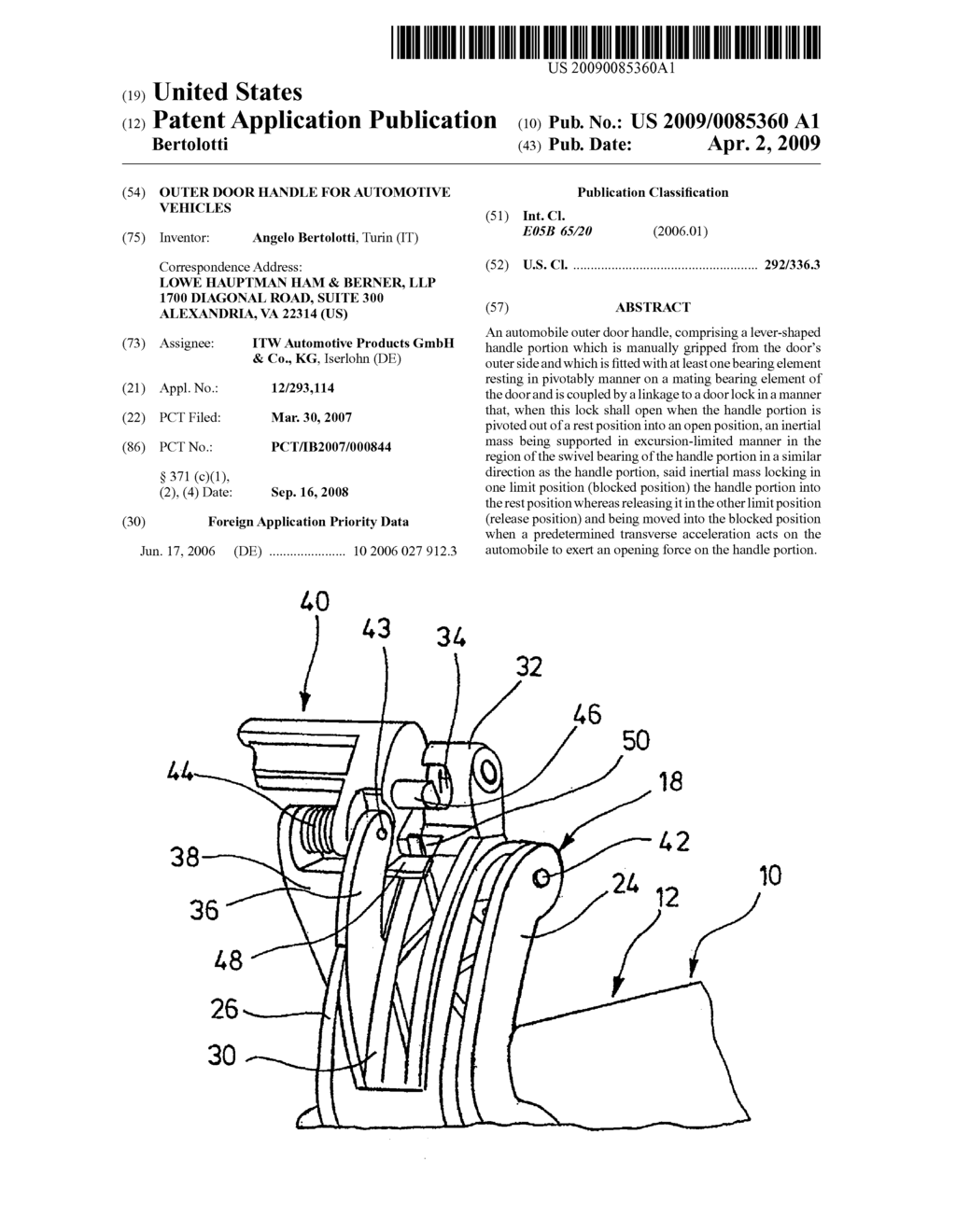 OUTER DOOR HANDLE FOR AUTOMOTIVE VEHICLES - diagram, schematic, and image 01