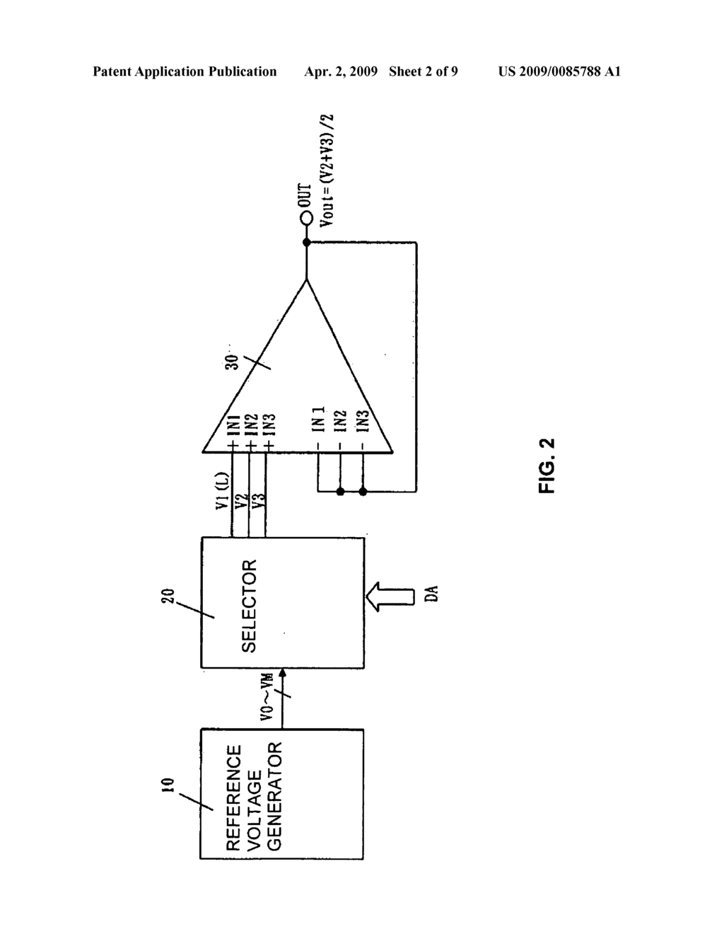 MULTI-INPUT OPERATIONAL AMPLIFIER CIRCUIT, DIGITAL/ANALOG CONVERTER USING SAME, AND DRIVER FOR DISPLAY DEVICE USING SAME - diagram, schematic, and image 03