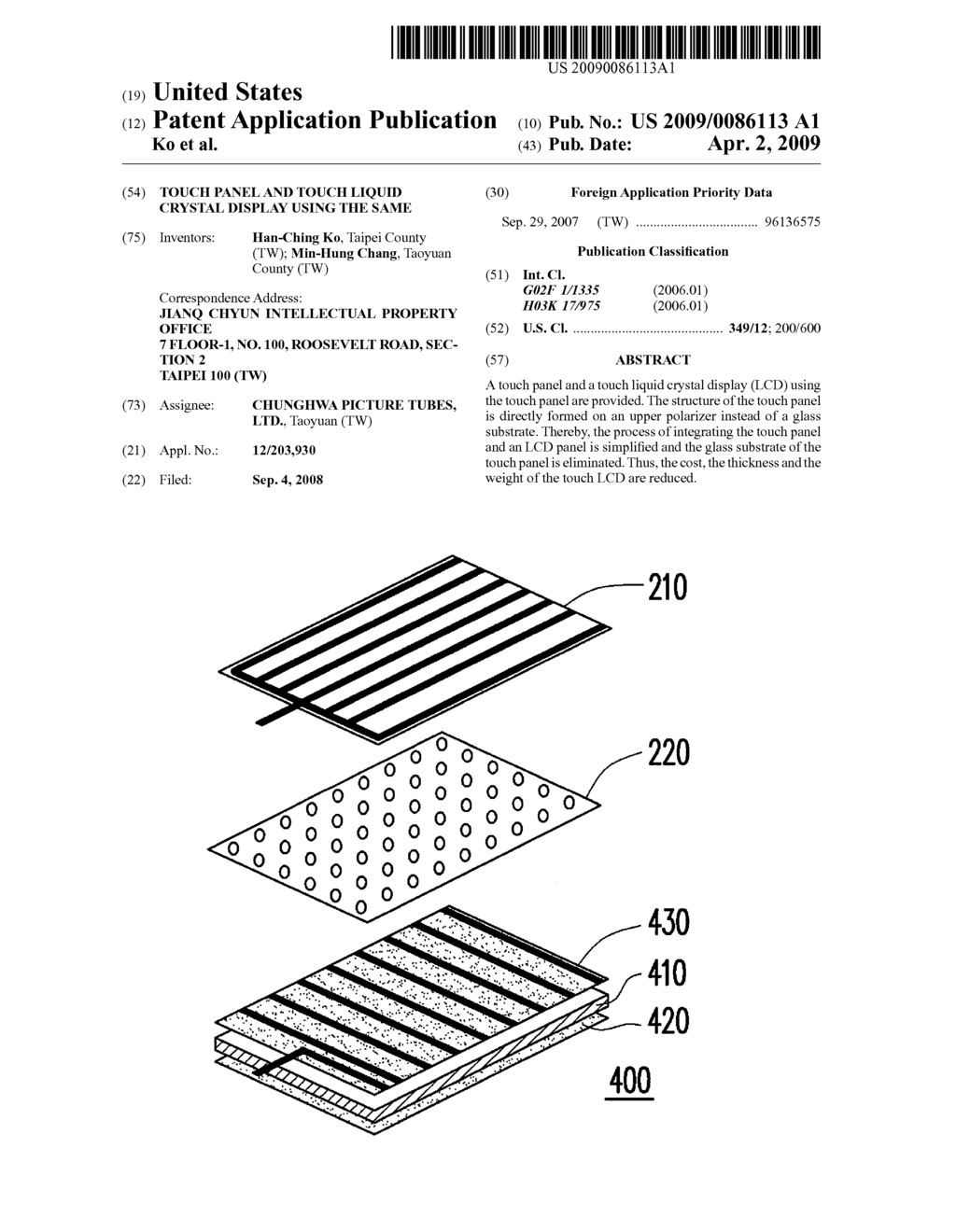 TOUCH PANEL AND TOUCH LIQUID CRYSTAL DISPLAY USING THE SAME - diagram, schematic, and image 01