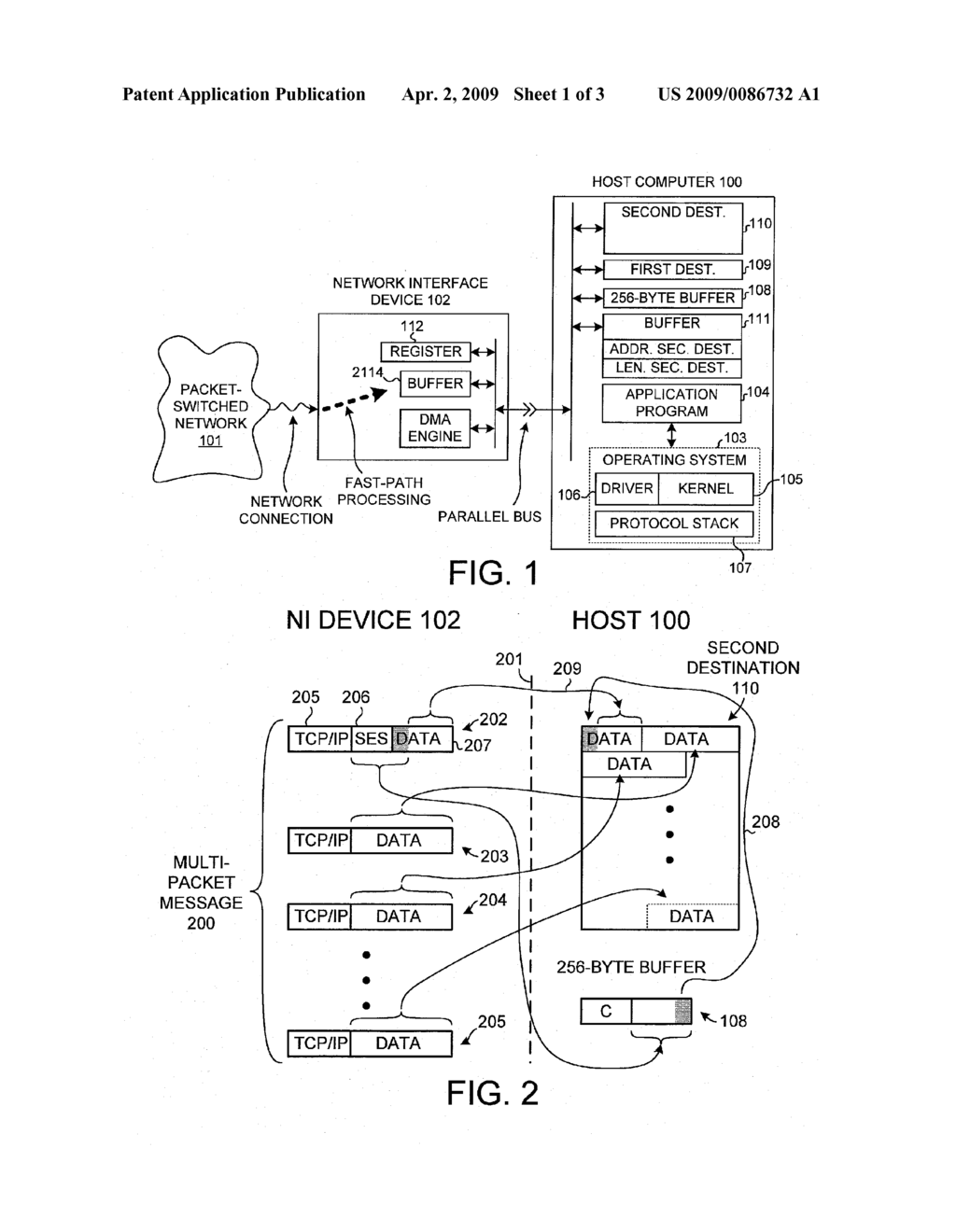 OBTAINING A DESTINATION ADDRESS SO THAT A NETWORK INTERFACE DEVICE CAN WRITE NETWORK DATA WITHOUT HEADERS DIRECTLY INTO HOST MEMORY - diagram, schematic, and image 02