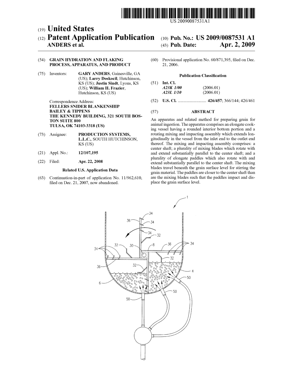 GRAIN HYDRATION AND FLAKING PROCESS, APPARATUS, AND PRODUCT - diagram, schematic, and image 01