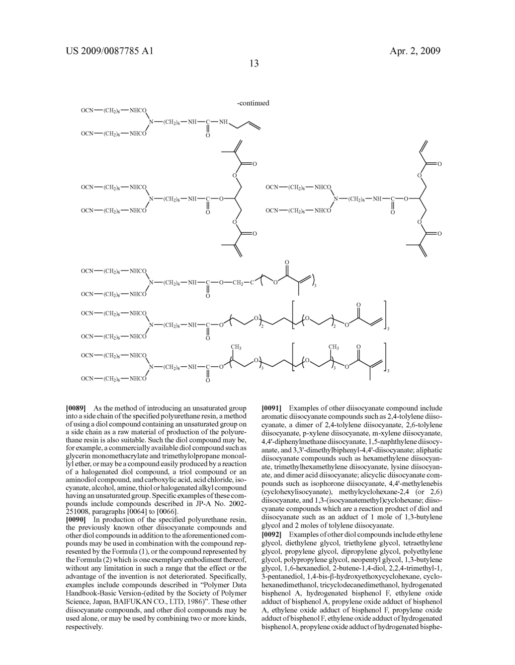 POLYMERIZABLE COMPOSITION AND PLANOGRAPHIC PRINTING PLATE PRECURSOR USING THE SAME, ALKALI-SOLUBLE POLYURETHANE RESIN, AND PROCESS FOR PRODUCING DIOL COMPOUND - diagram, schematic, and image 14