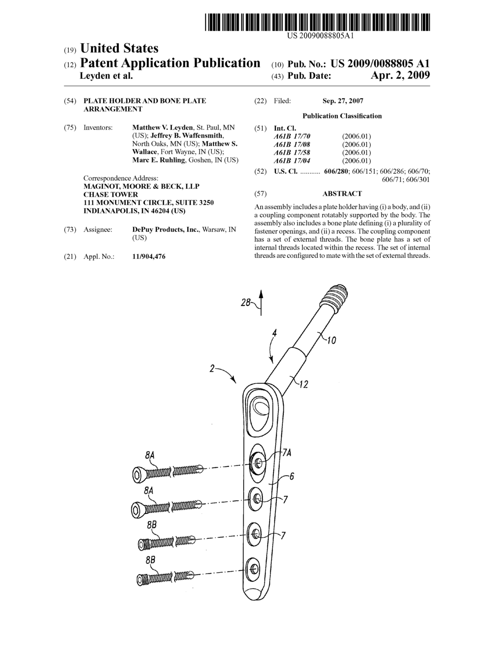 Plate holder and bone plate arrangement - diagram, schematic, and image 01