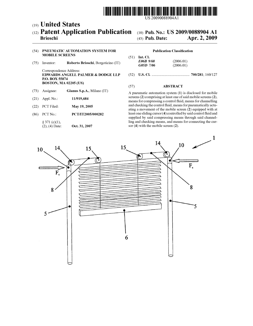 Pneumatic automation system for mobile screens - diagram, schematic, and image 01