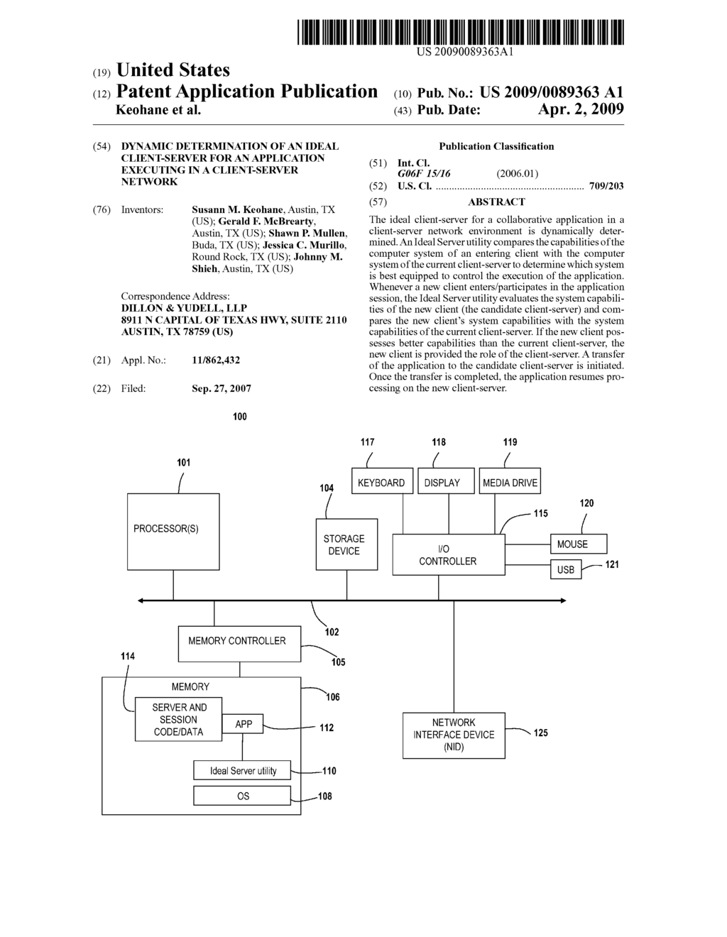 Dynamic Determination of an Ideal Client-Server for an Application Executing in a Client-Server Network - diagram, schematic, and image 01