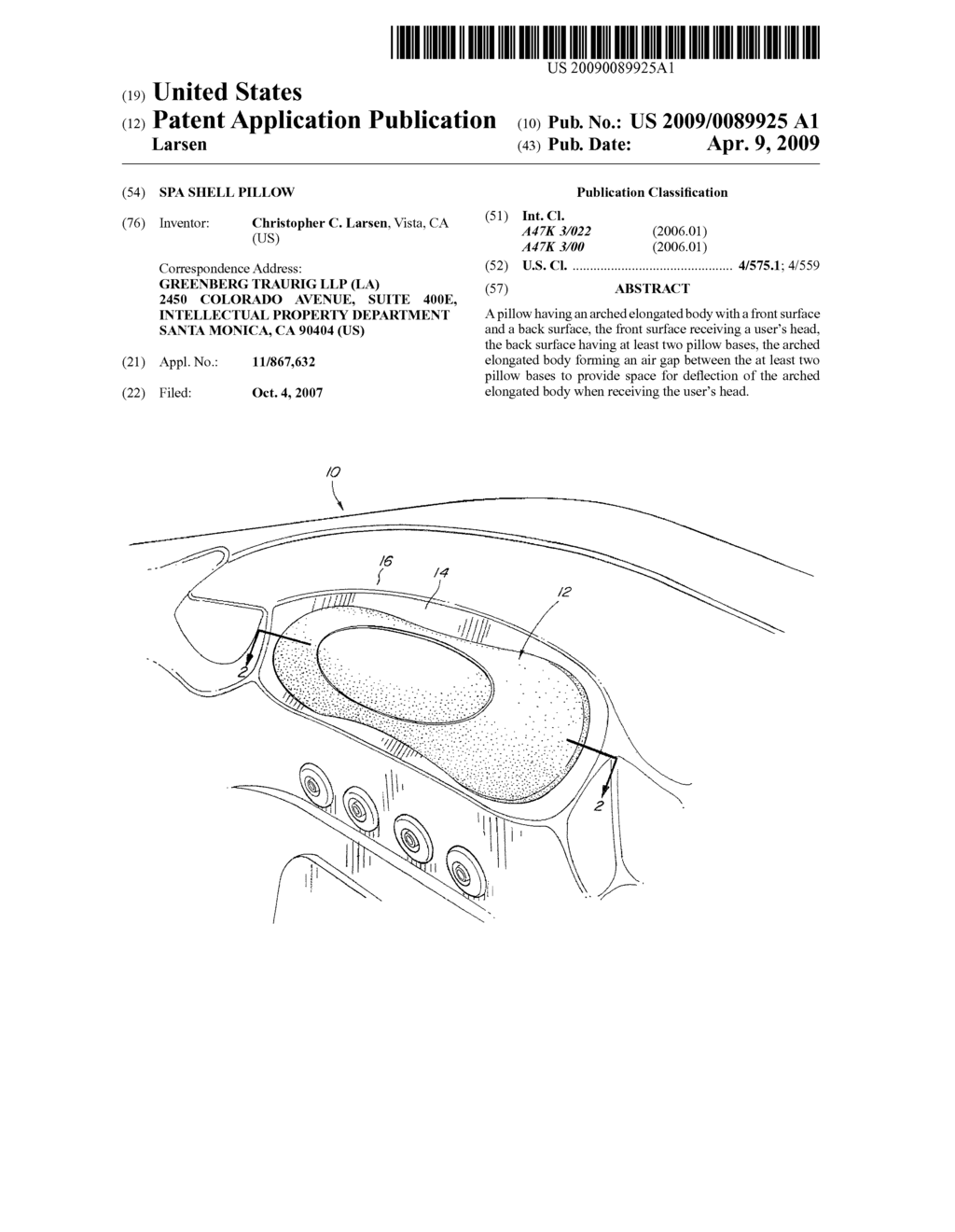 SPA SHELL PILLOW - diagram, schematic, and image 01