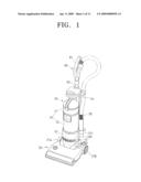 Upright vacuum cleaner having suction path diverting valve diagram and image