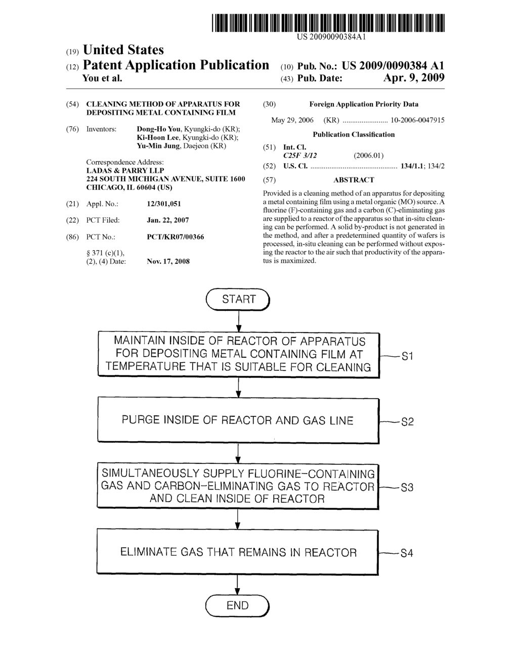 CLEANING METHOD OF APPARATUS FOR DEPOSITING METAL CONTAINING FILM - diagram, schematic, and image 01