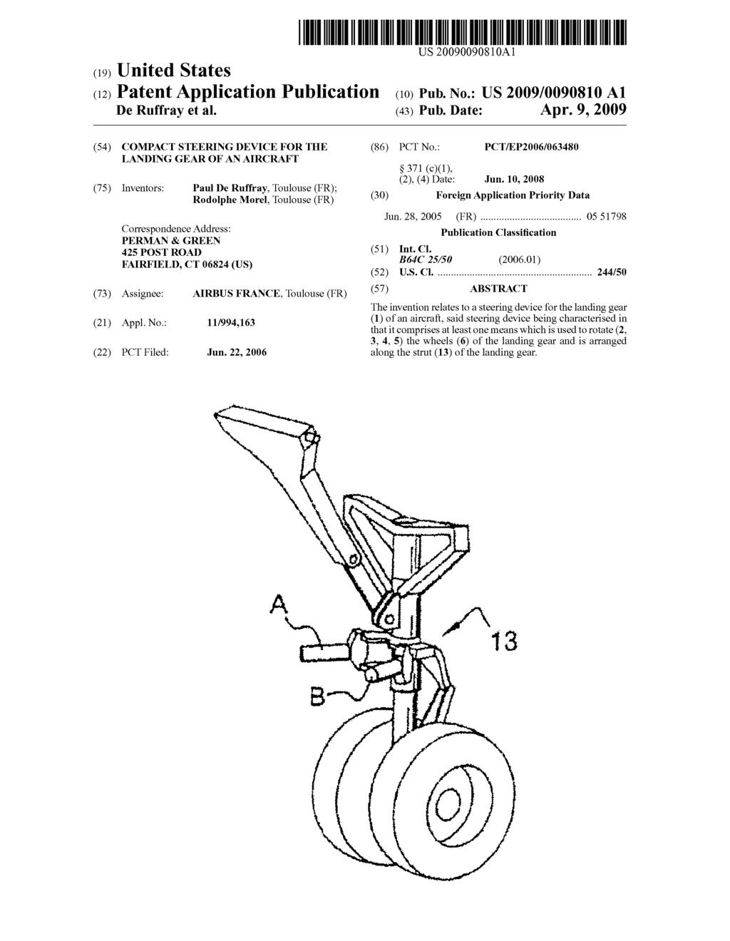 Compact Steering Device For The Landing Gear Of An Aircraft - diagram, schematic, and image 01