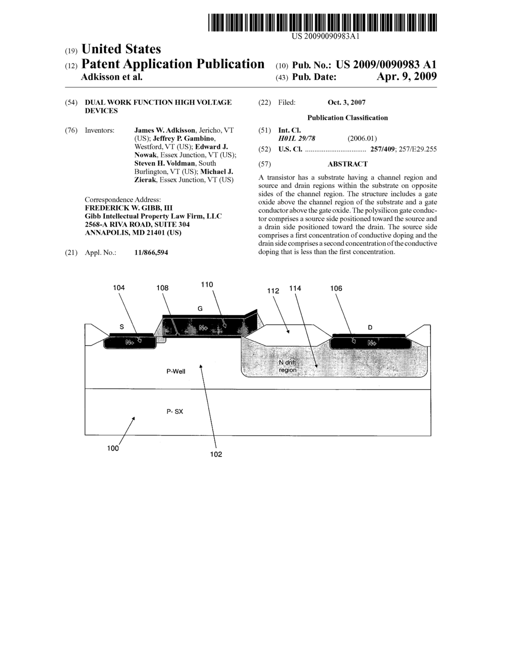 DUAL WORK FUNCTION HIGH VOLTAGE DEVICES - diagram, schematic, and image 01