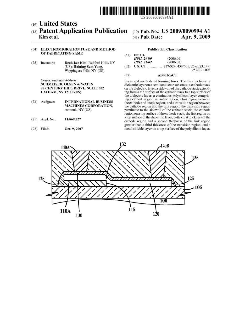 ELECTROMIGRATION FUSE AND METHOD OF FABRICATING SAME - diagram, schematic, and image 01