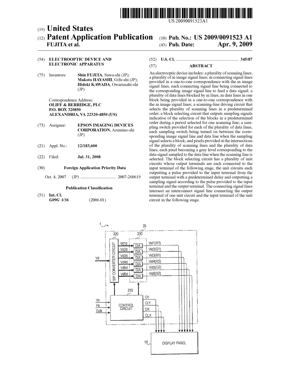 ELECTROOPTIC DEVICE AND ELECTRONIC APPARATUS - diagram, schematic, and image 01