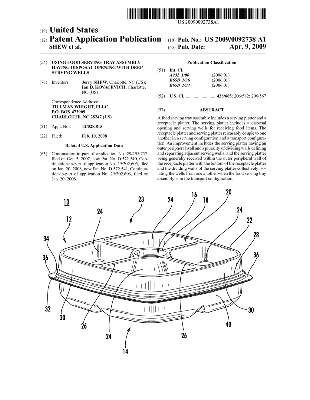 USING FOOD SERVING TRAY ASSEMBLY HAVING DISPOSAL OPENING WITH DEEP SERVING WELLS - diagram, schematic, and image 01