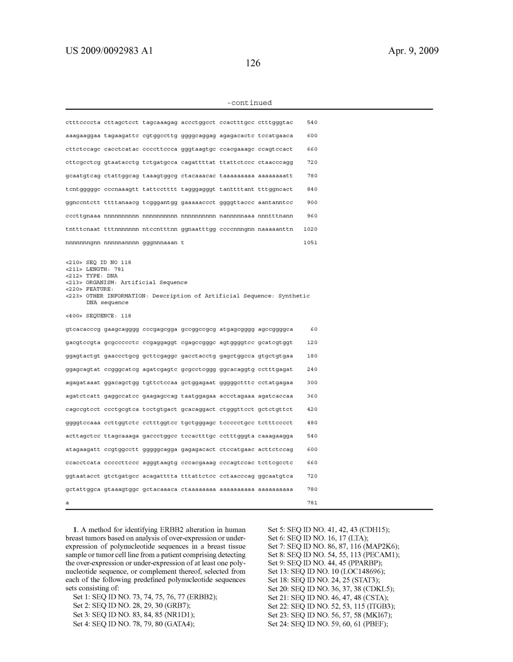 IDENTIFICATION OF AN ERBB2 GENE EXPRESSION SIGNATURE IN BREAST CANCERS - diagram, schematic, and image 137