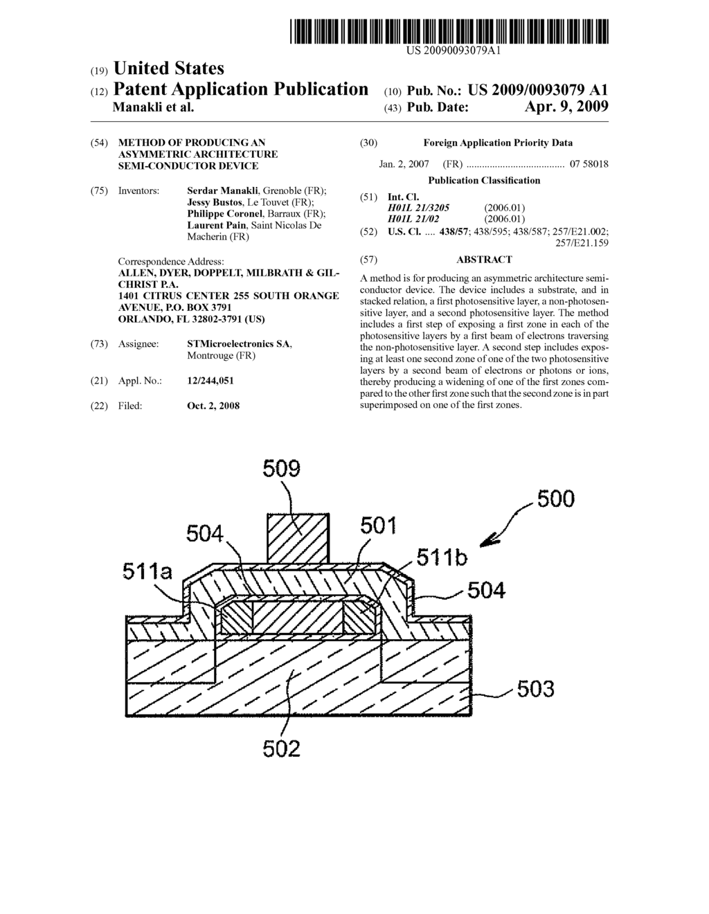 METHOD OF PRODUCING AN ASYMMETRIC ARCHITECTURE SEMI-CONDUCTOR DEVICE - diagram, schematic, and image 01