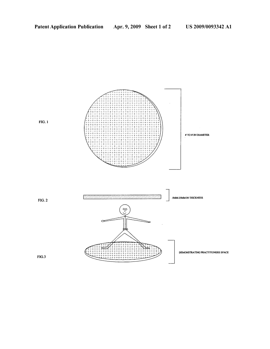 Circular yoga or exercise mat - diagram, schematic, and image 02