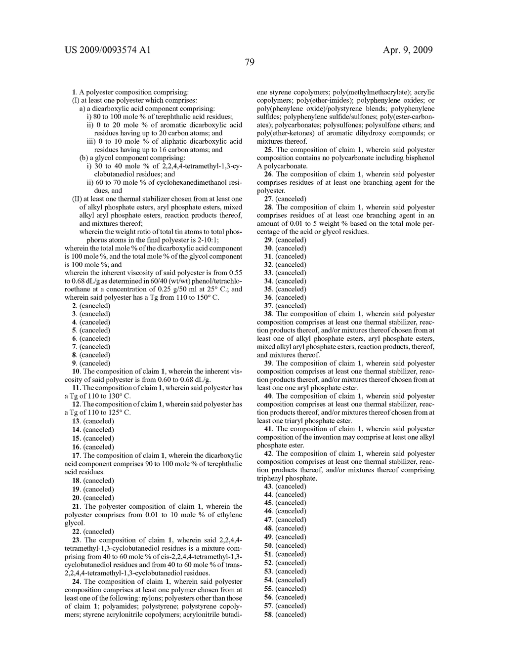 Polyester Compositions Containing Cyclobutanediol Having High Glass Transition Temperature and Articles Made Therefrom - diagram, schematic, and image 85