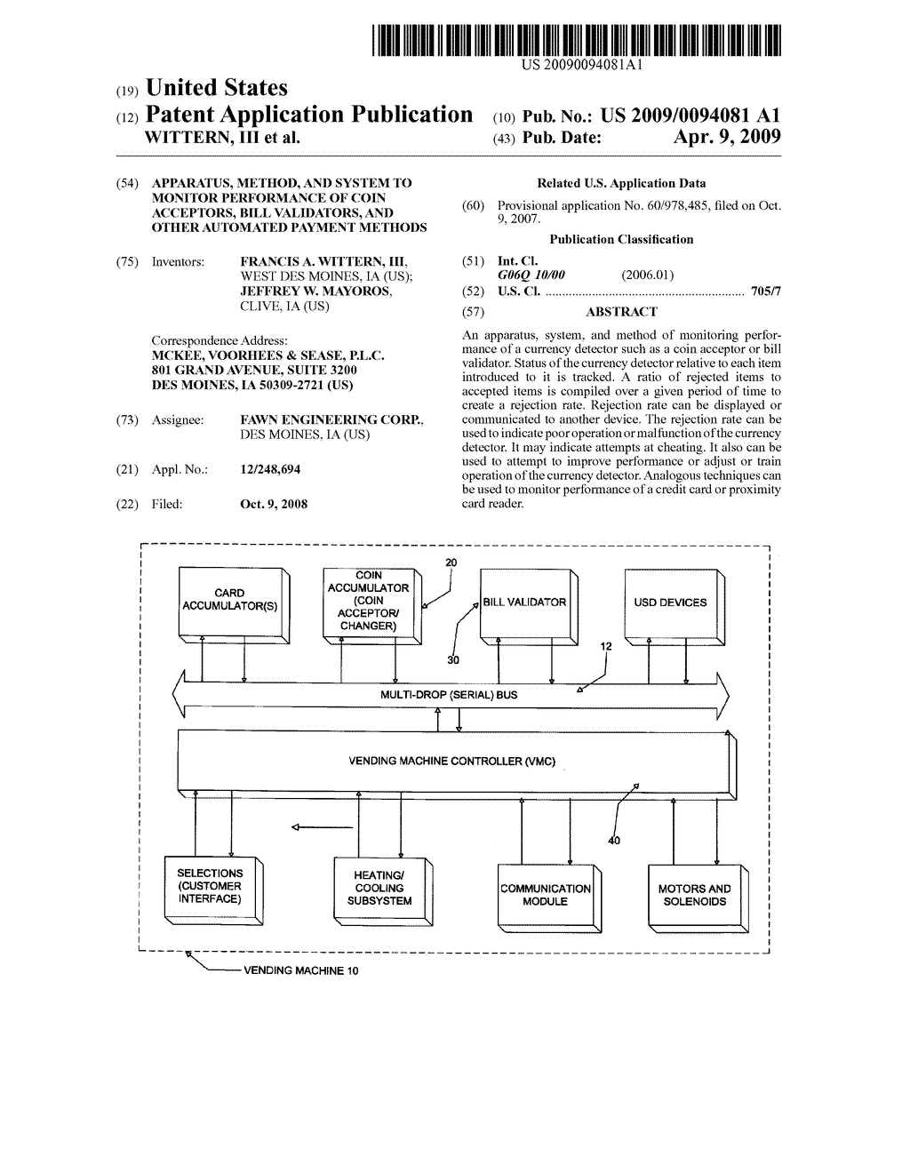 APPARATUS, METHOD, AND SYSTEM TO MONITOR PERFORMANCE OF COIN ACCEPTORS, BILL VALIDATORS, AND OTHER AUTOMATED PAYMENT METHODS - diagram, schematic, and image 01