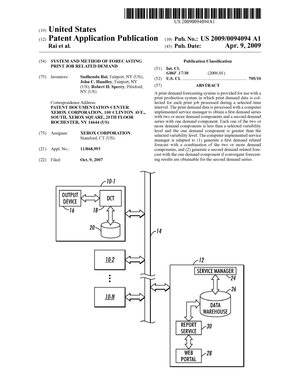 SYSTEM AND METHOD OF FORECASTING PRINT JOB RELATED DEMAND - diagram, schematic, and image 01