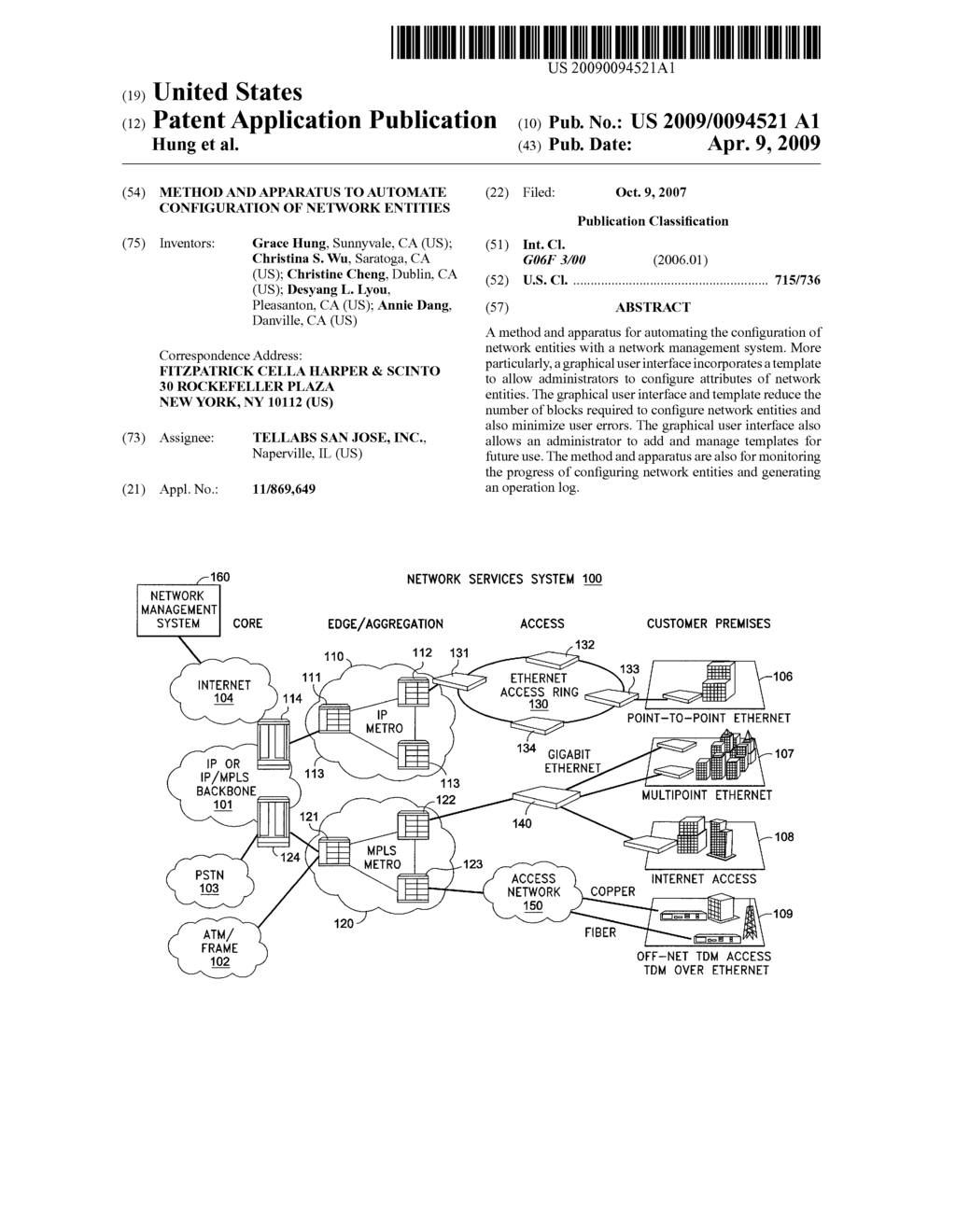 METHOD AND APPARATUS TO AUTOMATE CONFIGURATION OF NETWORK ENTITIES - diagram, schematic, and image 01