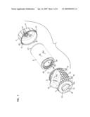 Air cleaner arrangments with end support for cartridge; components; and, methods diagram and image