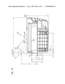 Air cleaner arrangments with end support for cartridge; components; and, methods diagram and image