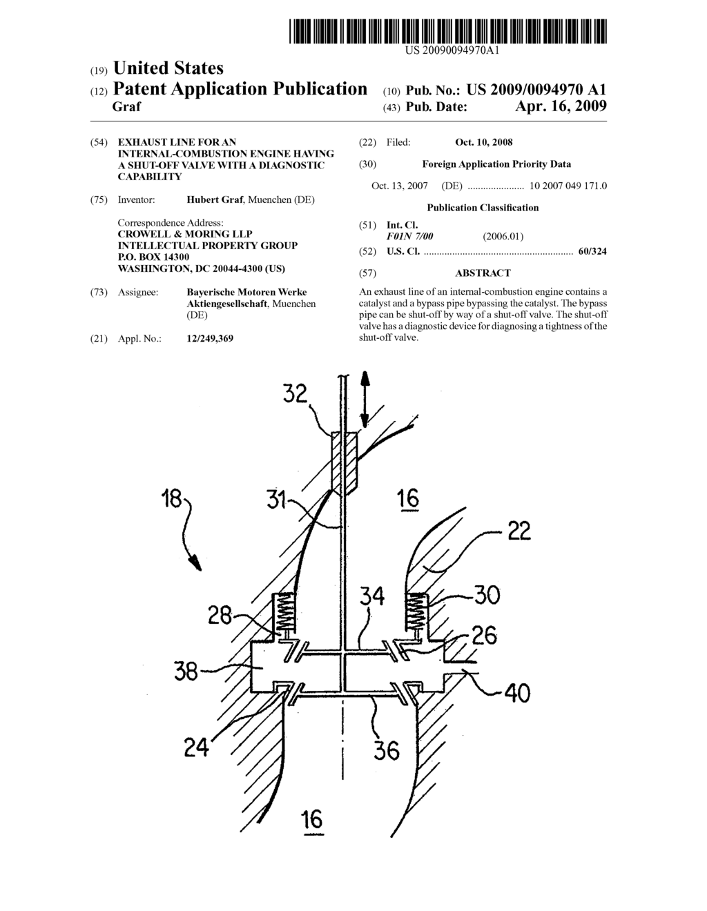 Exhaust Line for an Internal-Combustion Engine Having a Shut-Off Valve with a Diagnostic Capability - diagram, schematic, and image 01