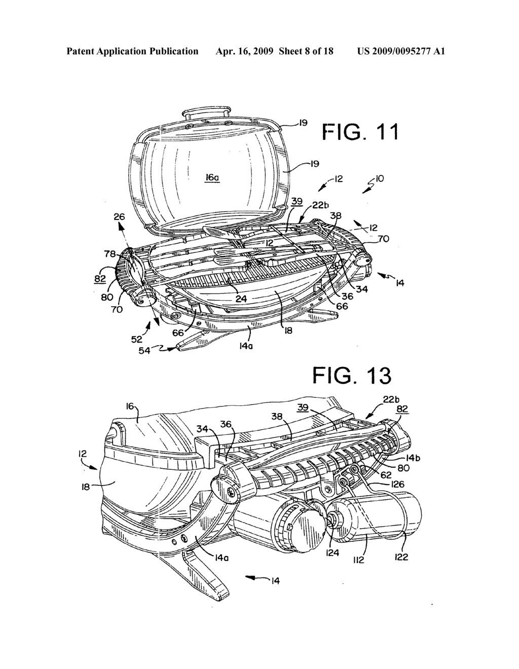 Barbecue cooking apparatus with folding shelves - diagram, schematic, and image 09