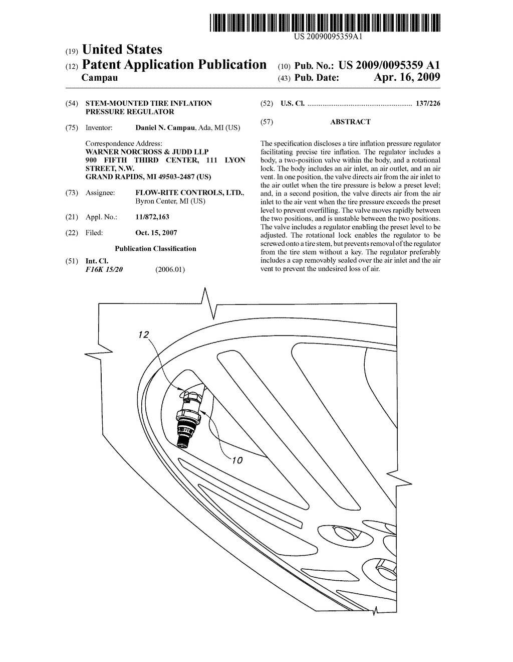 STEM-MOUNTED TIRE INFLATION PRESSURE REGULATOR - diagram, schematic, and image 01