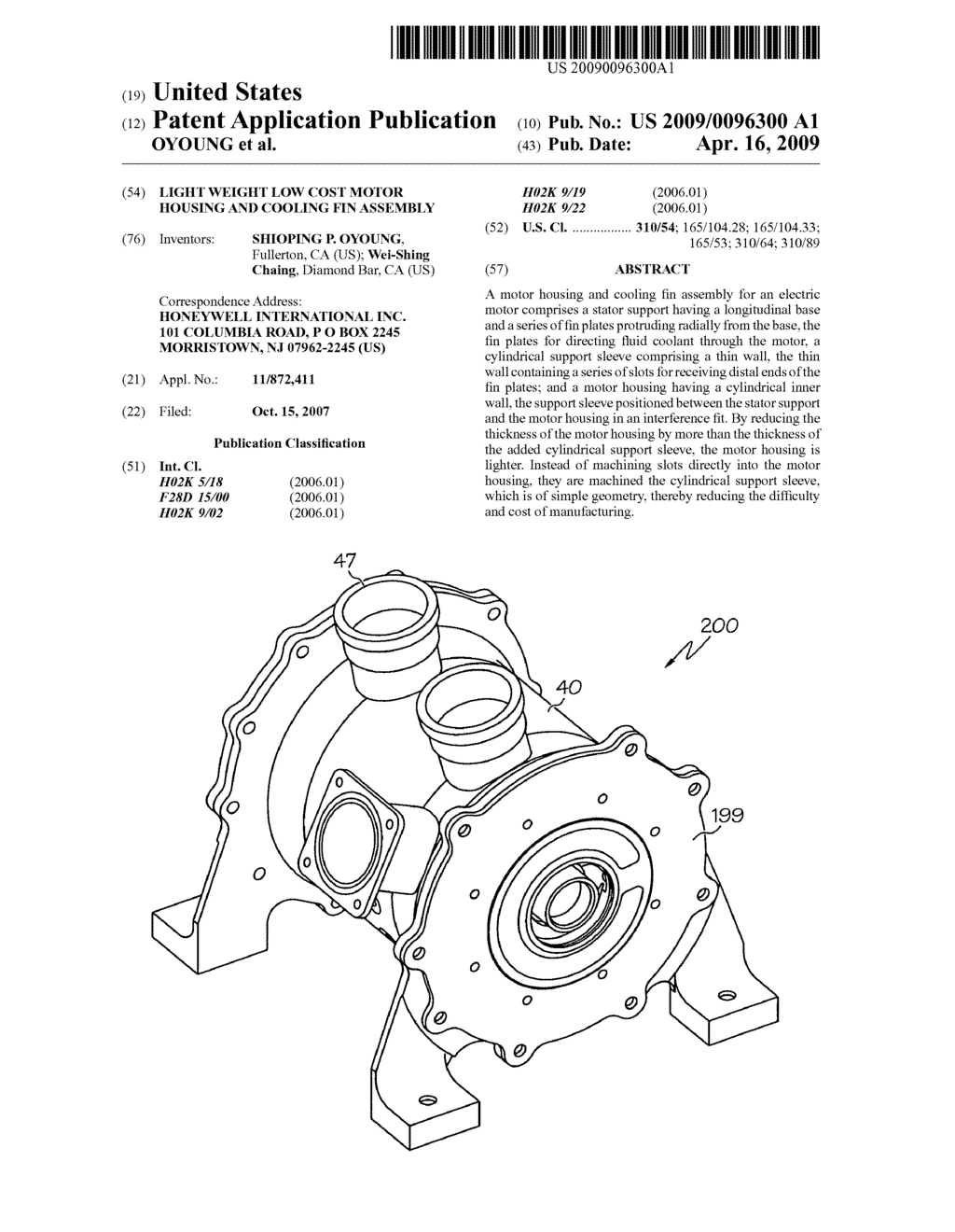 LIGHT WEIGHT LOW COST MOTOR HOUSING AND COOLING FIN ASSEMBLY - diagram, schematic, and image 01