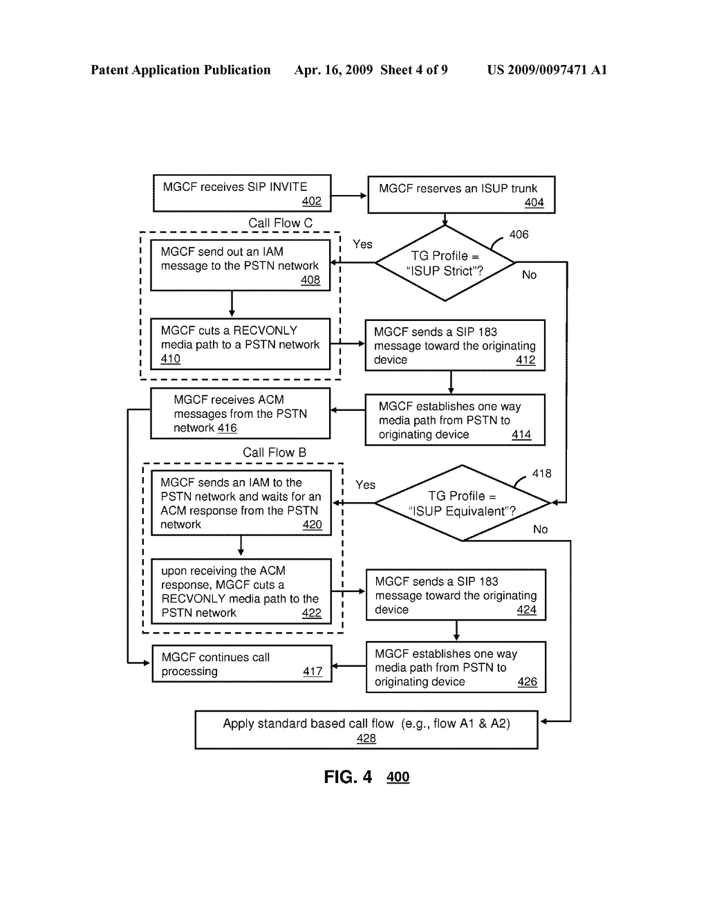 METHOD AND APPARATUS FOR CALL PROCESSING FOR SIP AND ISUP INTERWORKING - diagram, schematic, and image 05