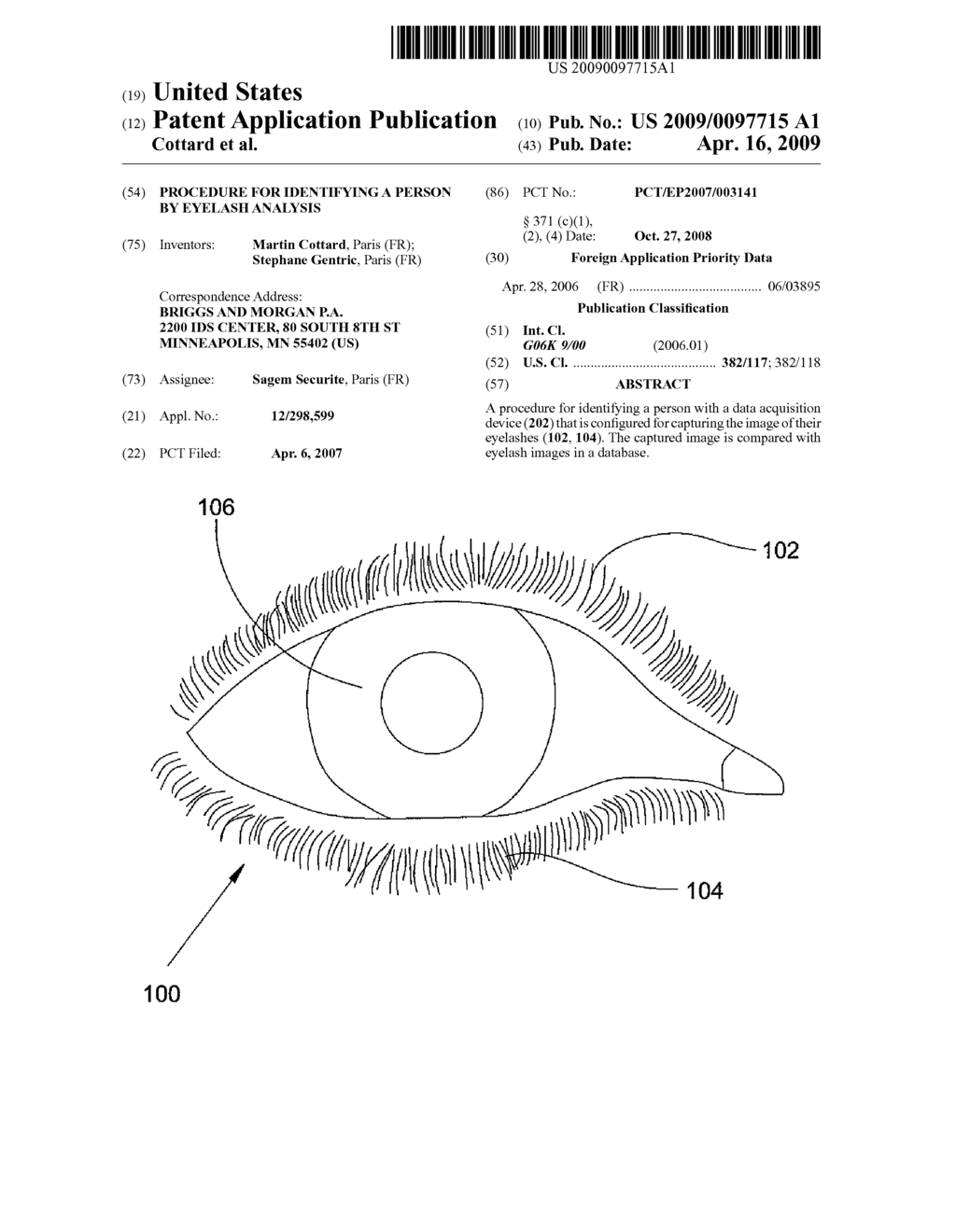 PROCEDURE FOR IDENTIFYING A PERSON BY EYELASH ANALYSIS - diagram, schematic, and image 01