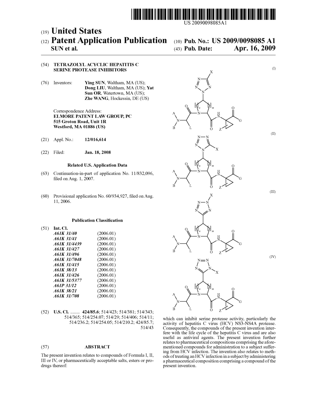 TETRAZOLYL ACYCLIC HEPATITIS C SERINE PROTEASE INHIBITORS - diagram, schematic, and image 01