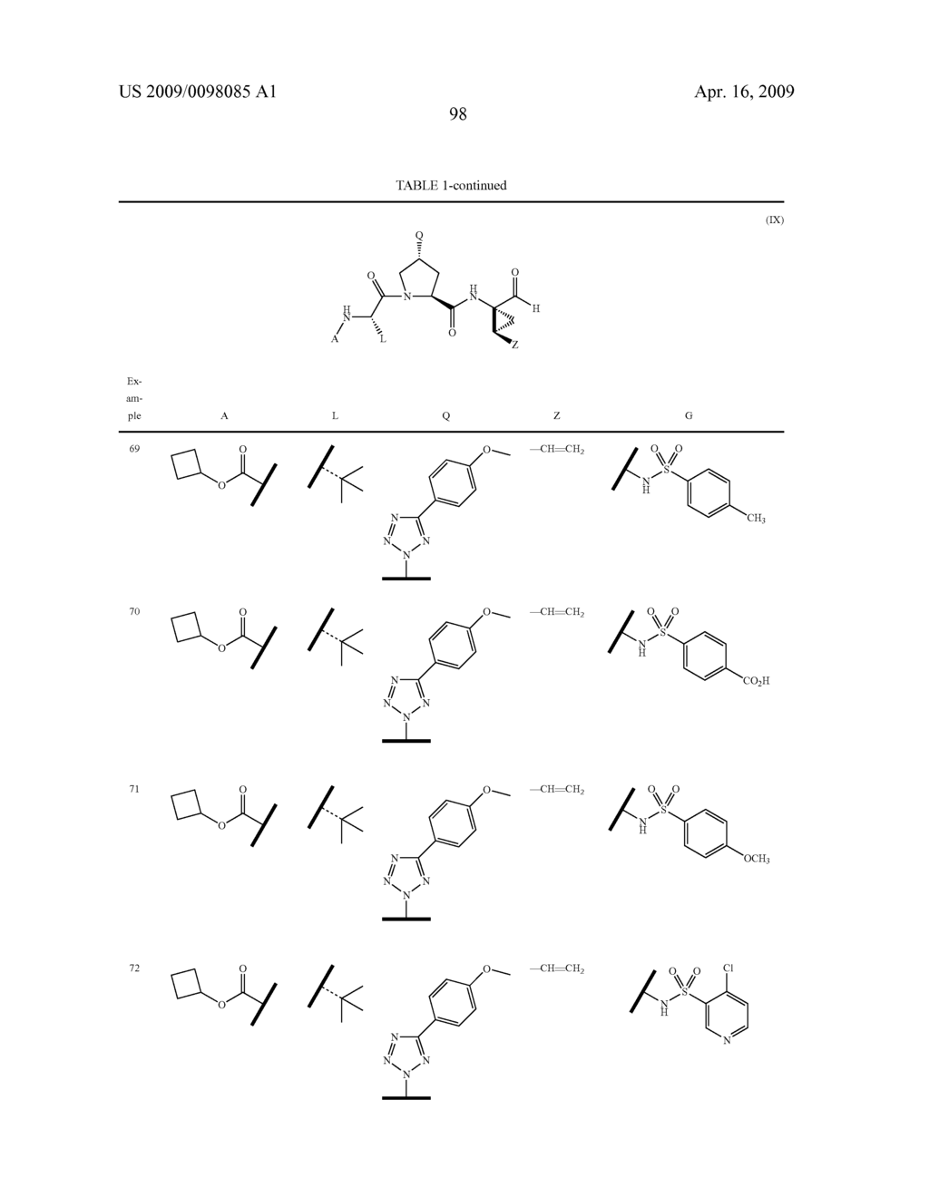 TETRAZOLYL ACYCLIC HEPATITIS C SERINE PROTEASE INHIBITORS - diagram, schematic, and image 99