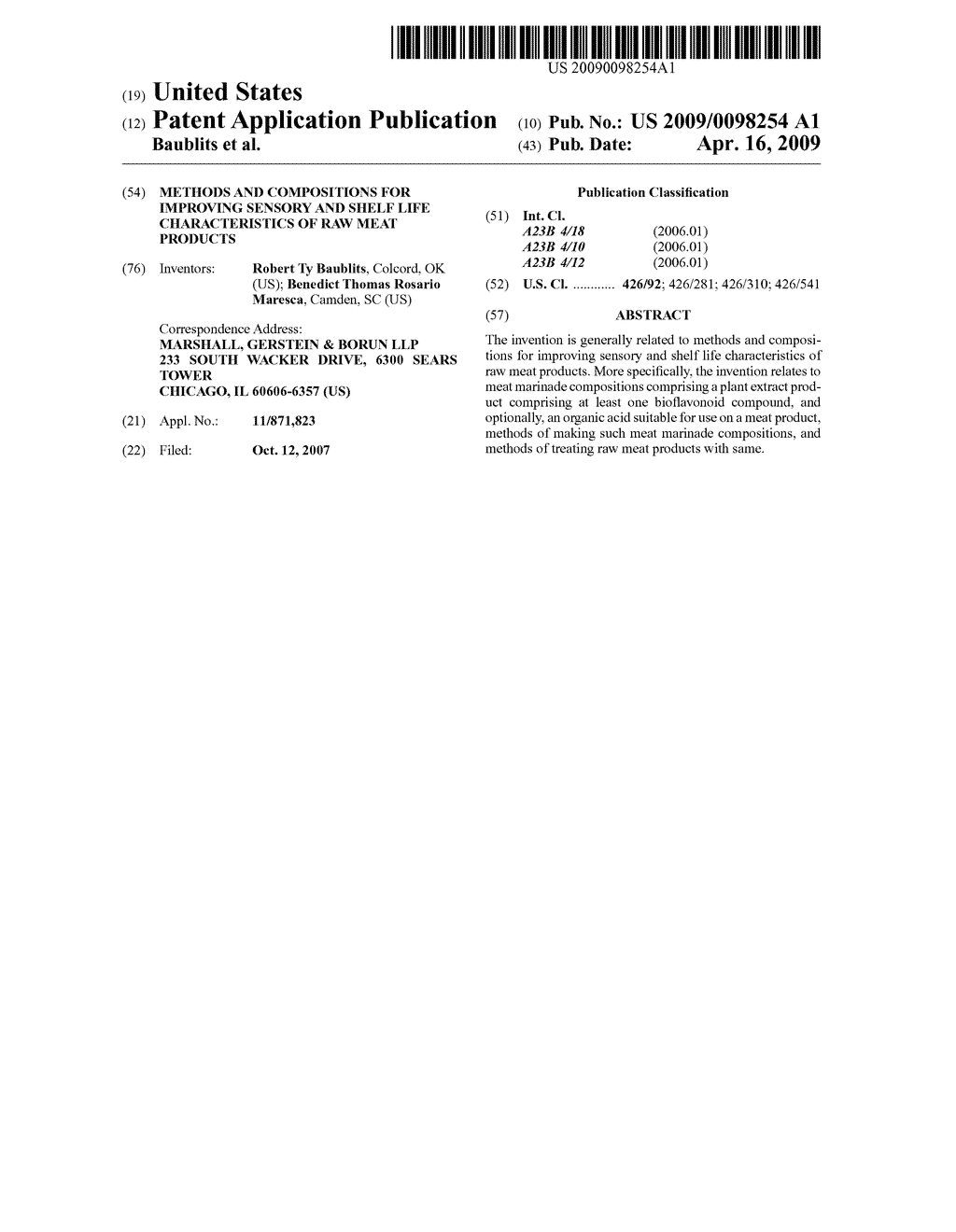 Methods And Compositions For Improving Sensory And Shelf Life Characteristics Of Raw Meat Products - diagram, schematic, and image 01