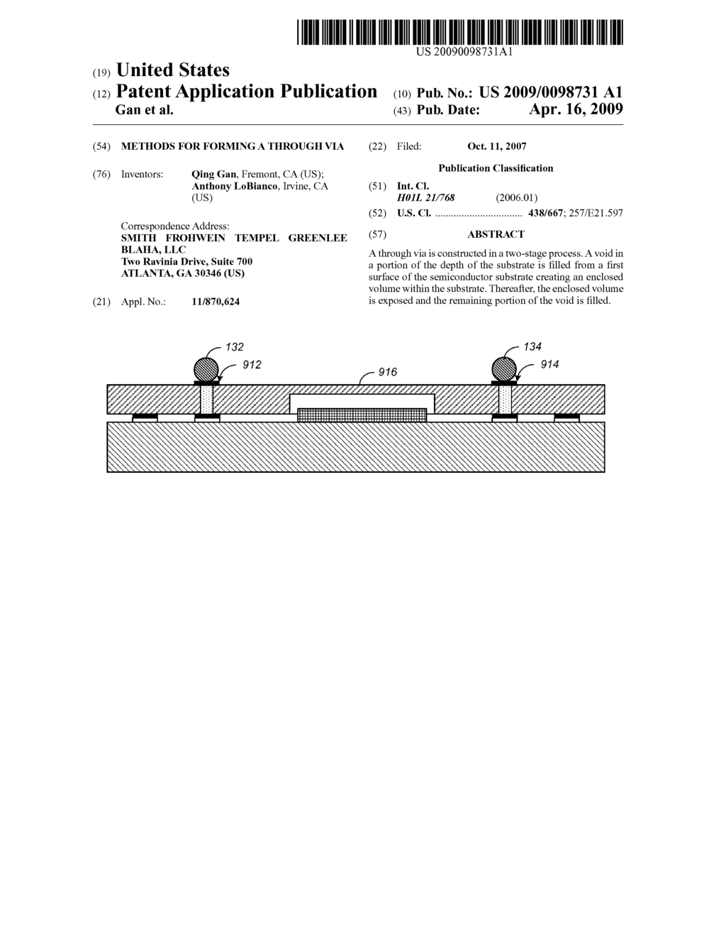 Methods for Forming a Through Via - diagram, schematic, and image 01