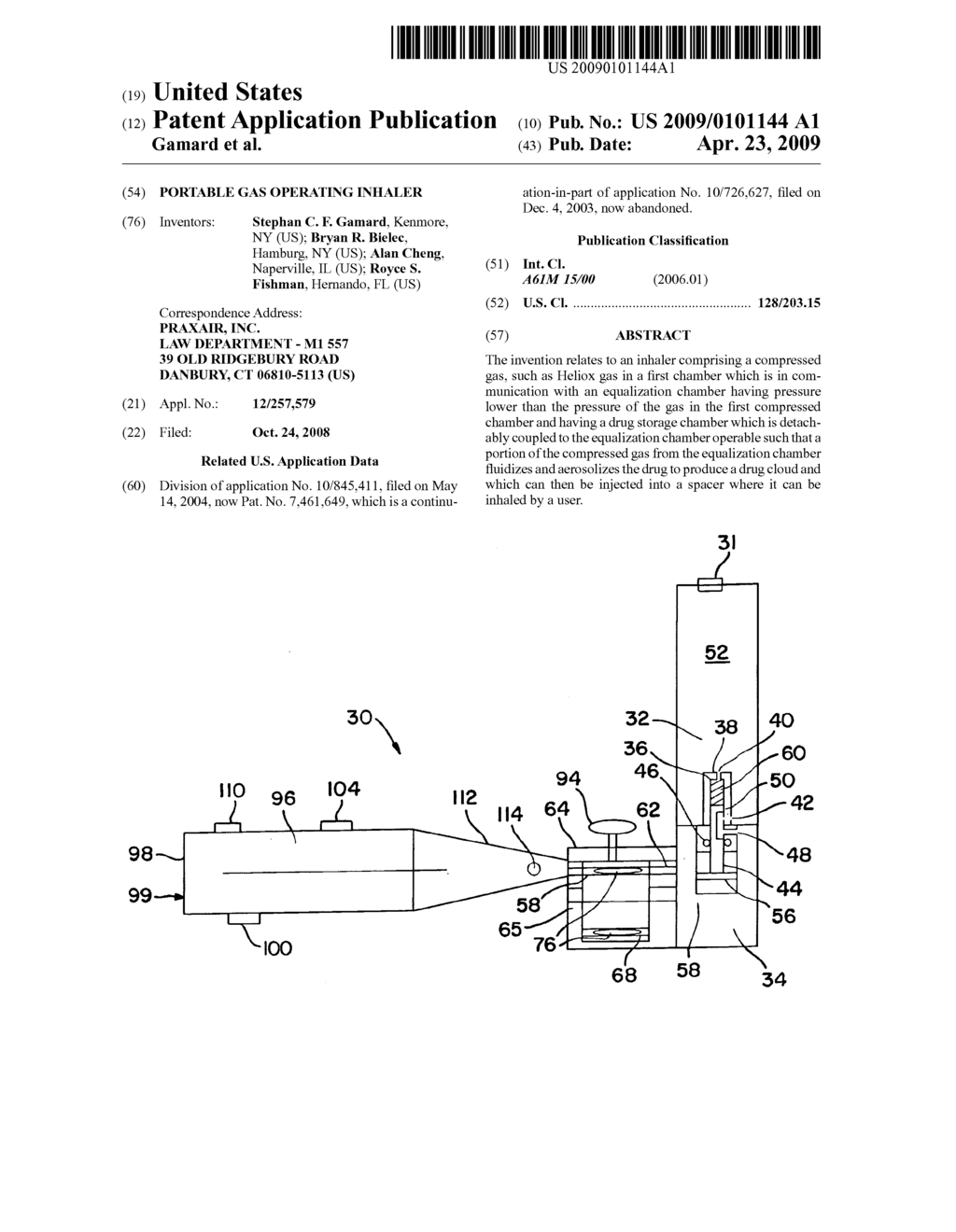 PORTABLE GAS OPERATING INHALER - diagram, schematic, and image 01