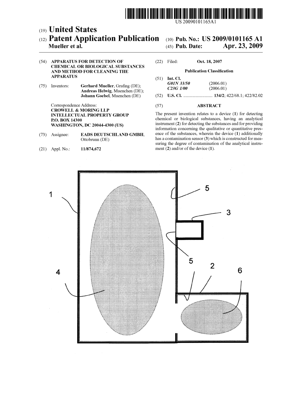 Apparatus for Detection of Chemical or Biological Substances and Method for Cleaning the Apparatus - diagram, schematic, and image 01