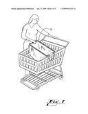 Shopping cart engageable tote bag diagram and image