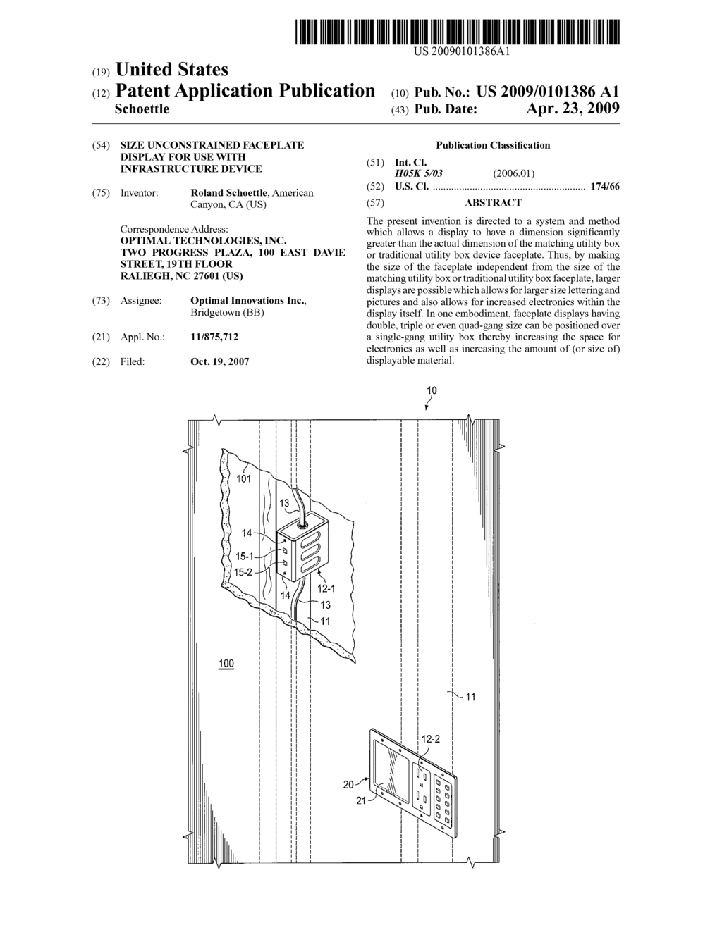 Size unconstrained faceplate display for use with infrastructure device - diagram, schematic, and image 01