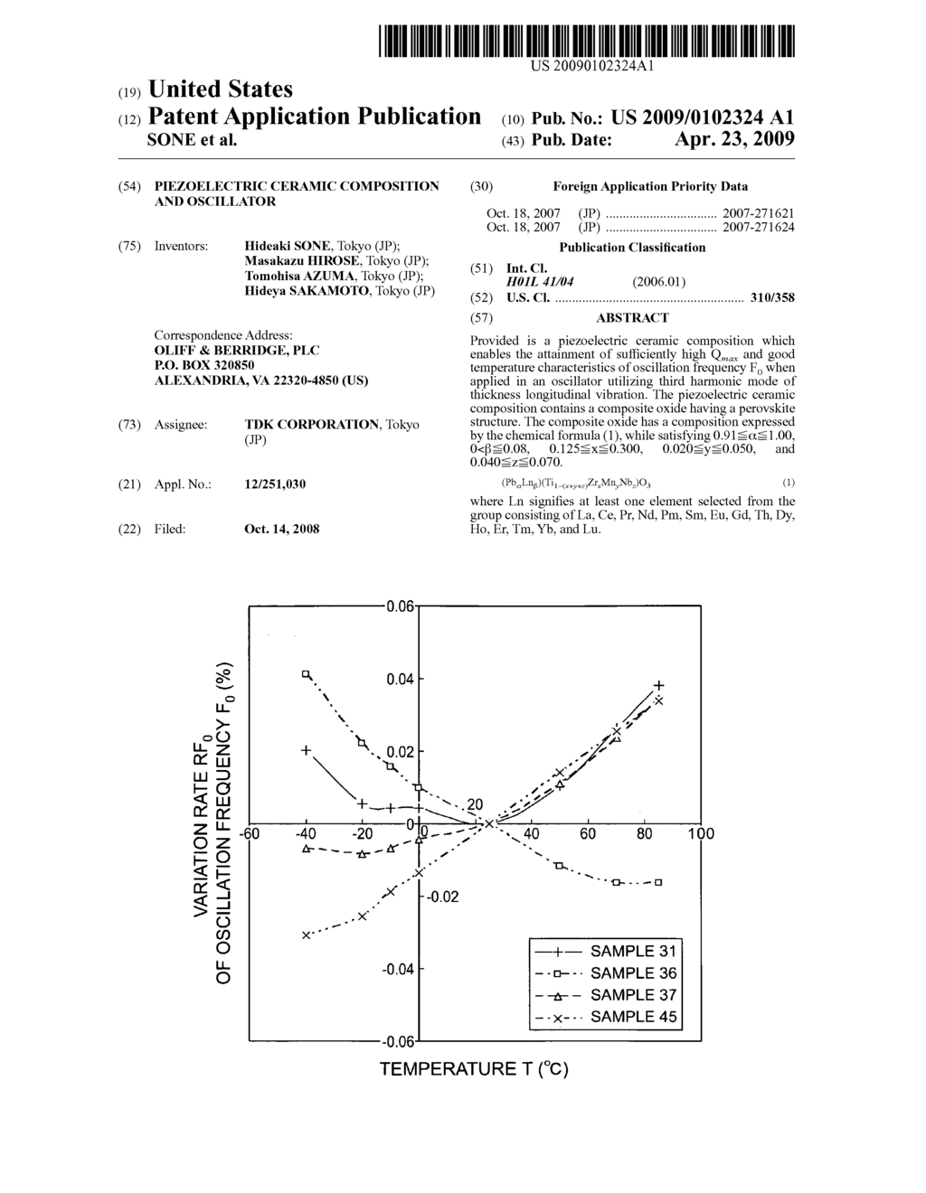 PIEZOELECTRIC CERAMIC COMPOSITION AND OSCILLATOR - diagram, schematic, and image 01