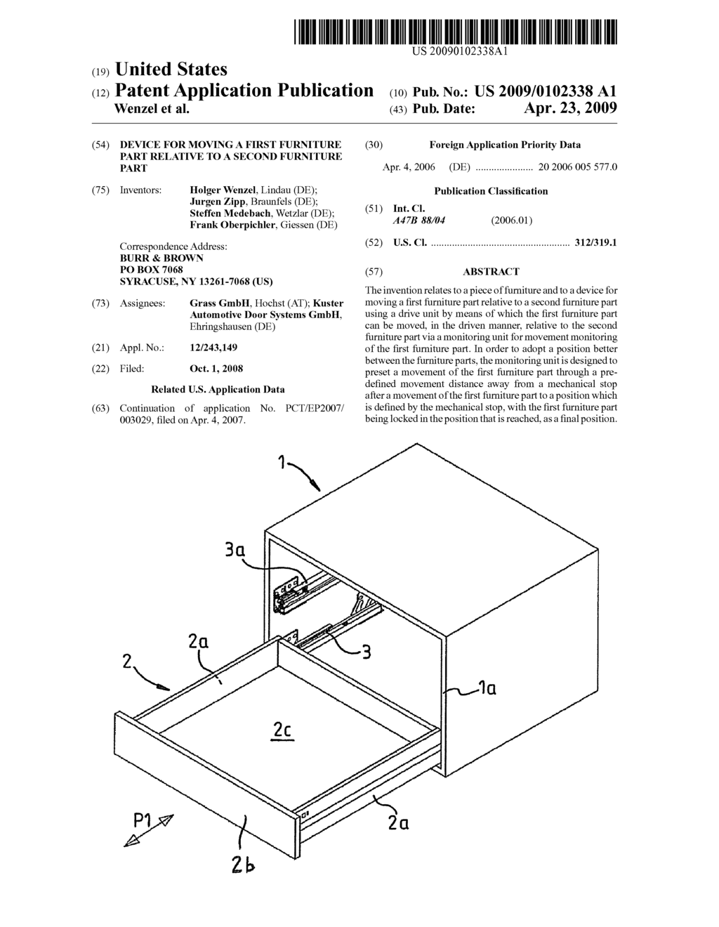 DEVICE FOR MOVING A FIRST FURNITURE PART RELATIVE TO A SECOND FURNITURE PART - diagram, schematic, and image 01